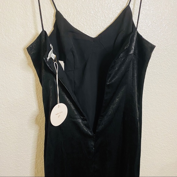 NEW Black Satin Slit Maxi Dress w/ Hook and eye - Picture 7 of 12